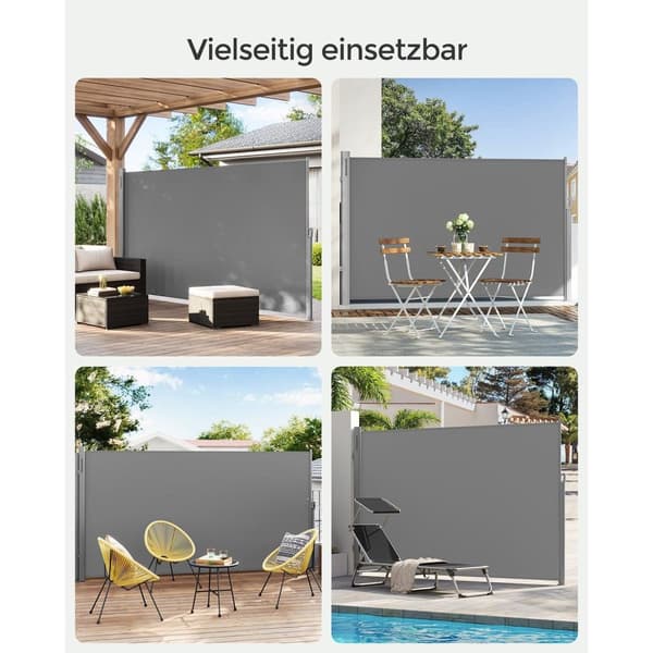 Rootz sidomarkis - Balkongskärm - Infällbar markis - Aluminiumlegering - Väderbeständig - 160cm x 400cm