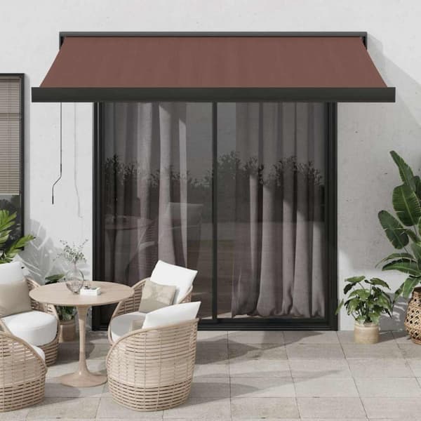 Markis automatiskt infällbar brun 350x250 cm