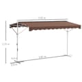 Miniatyrbillede 3 af 6: Rootz Fritstående Markise - Terrassedække - Solafskærmning - Justerbar skærm - 395L x 298W x 255H cm