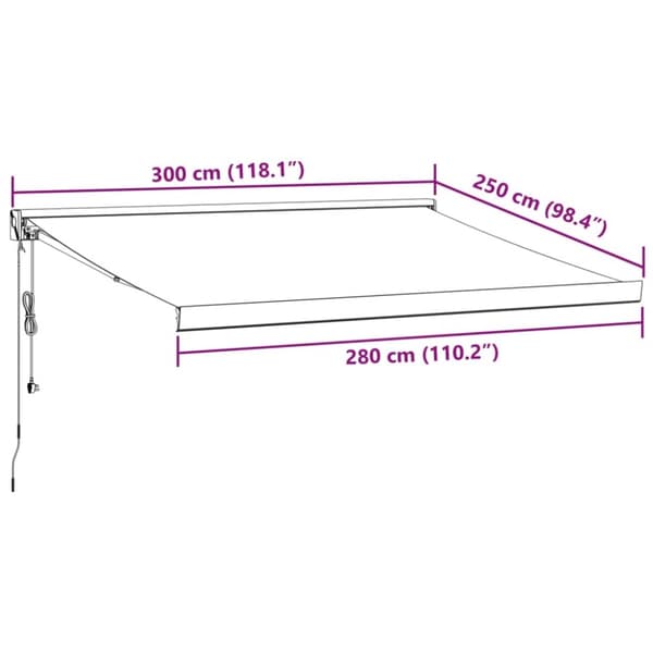 vidaXL Uttrekkbar markise antrasitt og hvit 3x2,5 m stoff og aluminium
