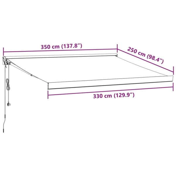 vidaXL Markis infällbar antracit och vit 3,5x2,5 m tyg&aluminium
