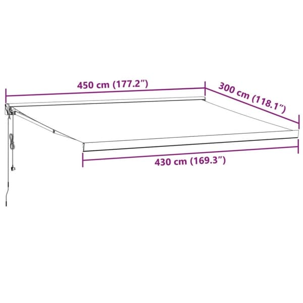 vidaXL Uttrekkbar markise antrasitt og hvit 4,5x3 m stoff og aluminium