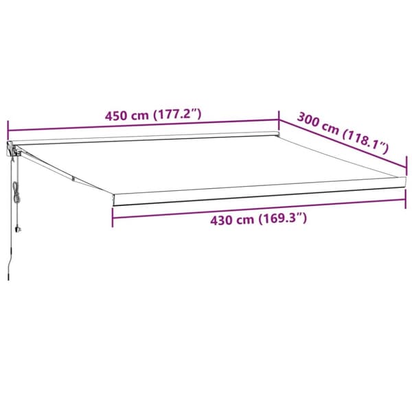 vidaXL Automatisk uttrekkbar markise burgunder 450x300 cm