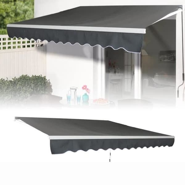 LARS360 Aluminium Balkongmarkis - Solskydd - Kassett - Svängarm - 300 x 250 cm - Antracit