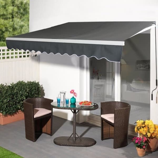 LARS360 Balkongmarkis i aluminium - Solskydd - Kassett - 360 x 300 cm - Antracit