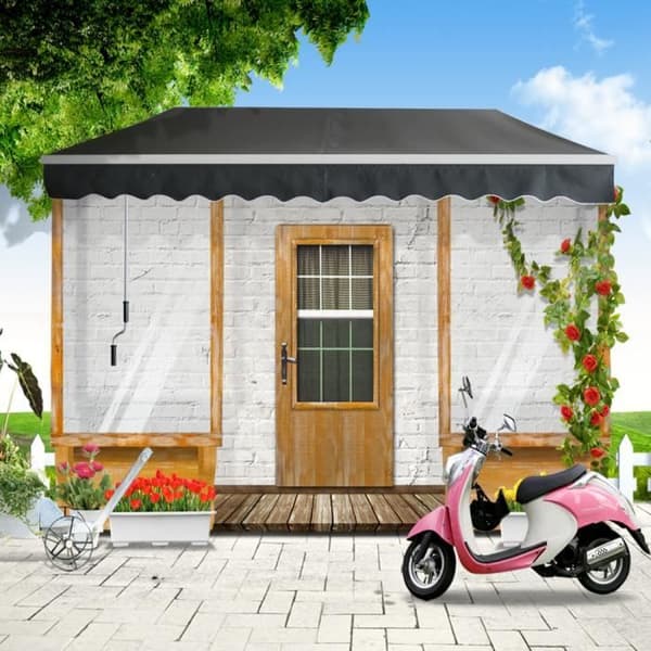 LARS360 Balkongmarkis i aluminium - Solskydd - Kassett - 360 x 300 cm - Antracit