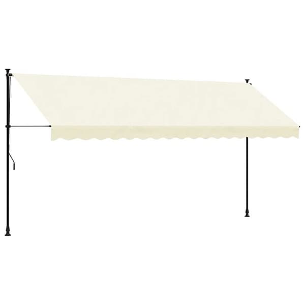 Markis infällbar gräddvit 400x150 cm tyg och stål