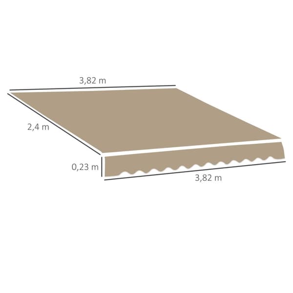 Rootzin markiisivaihto - markiisi kansi - katos kangas - UV -kestävä - ruskea - 3,82 m x 2,4 metriä