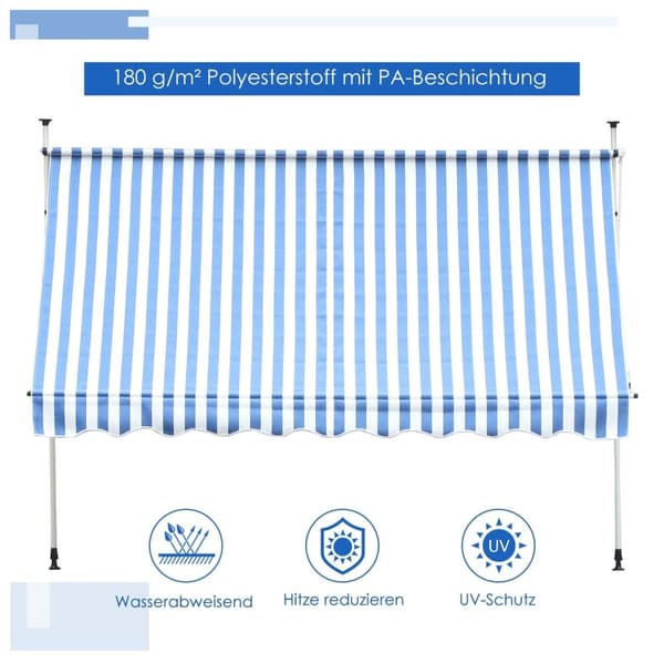 Rootzin ikkunan markiisi - auringonsuojakatos - parvekevarjo - UV -kestävä - 150x250cm