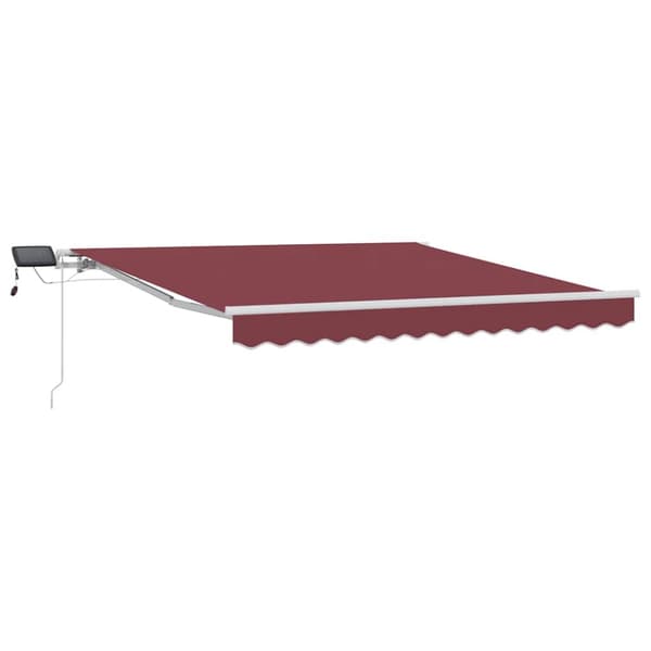 Markis manuellt infällbar med LED vinröd 300x250 cm