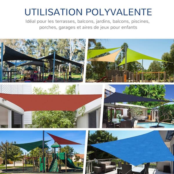 Rootz Suorakulmainen sävy Sail - Sun Shade - UV -katos - Suurten tiheys UV -suoja - 4m x 3M - säilytyslaukku - sininen