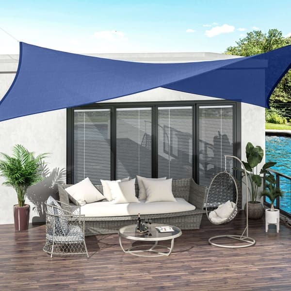 Rootz Suorakulmainen sävy Sail - Sun Shade - UV -katos - Suurten tiheys UV -suoja - 4m x 3M - säilytyslaukku - sininen