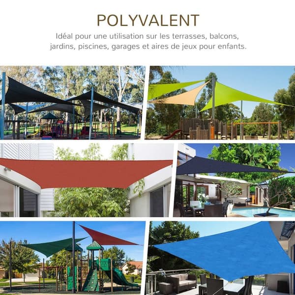 Rootz HDPE -markiisi - suorakaiteen muotoinen sävy purje - UV -suoja -tarpauliini - 6L x 4b m - lohkot 90% UV -säteitä - kestävä ja vedenpitävä