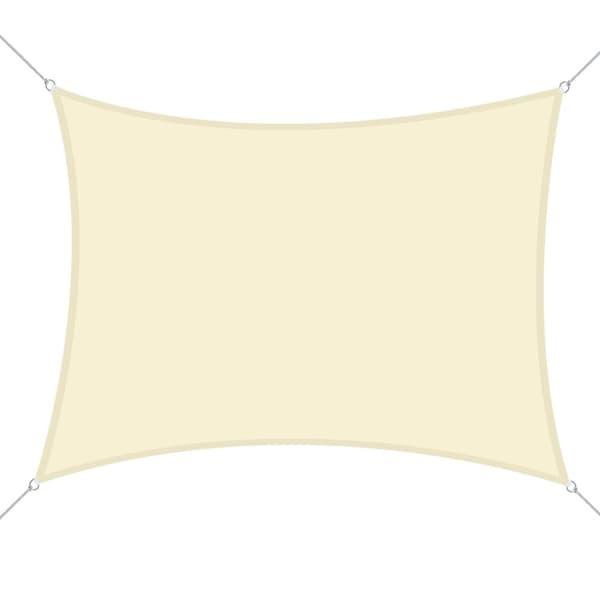 Rootz Rectangular Shade Sail - UV Shade Canopy - Sun Protection Awcle - UV Protection - 6m x 4m - Polyester med høj densitet 160 gsm creme