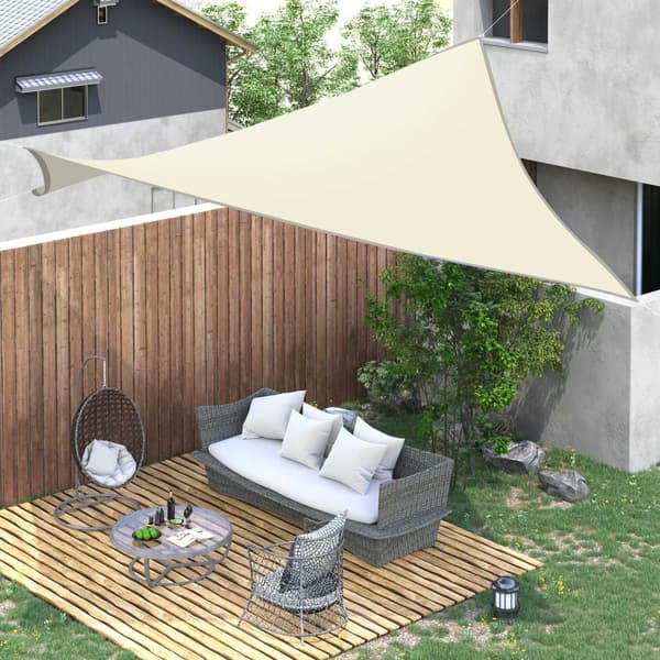 Rootz Rectangular Shade Sail - UV Shade Canopy - Sun Protection Awcle - UV Protection - 6m x 4m - Polyester med høj densitet 160 gsm creme