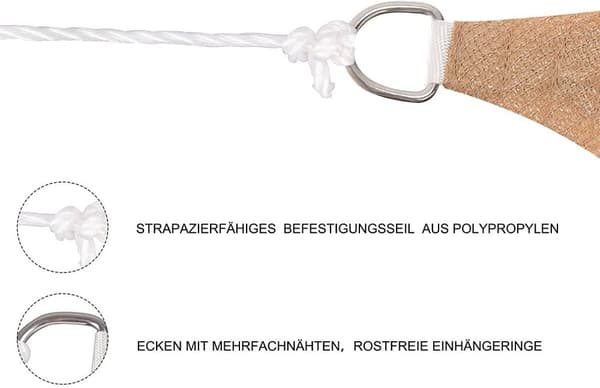 Rootz Sun Sail Markise - Skyggetag - UV-beskyttelse - HDPE stof - 180gsm - 1,5 m ledninger - Elegant design - Effektiv 95cm x 95cm