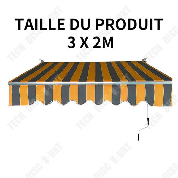 TD Markis 3x2m manuell markis balkong markis terrass markis för butiksdörr eller utebalkong skyddar regnet