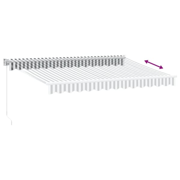 Markis infällbar antracit och vit 3,5x2,5 m tyg&aluminium