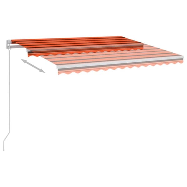 Markis manuellt infällbar med LED 350x250 cm orange och brun