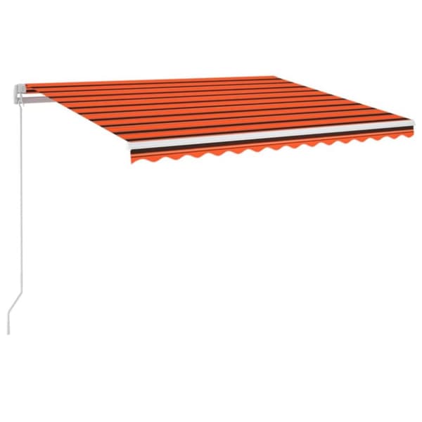 Markis manuellt infällbar med LED 350x250 cm orange och brun