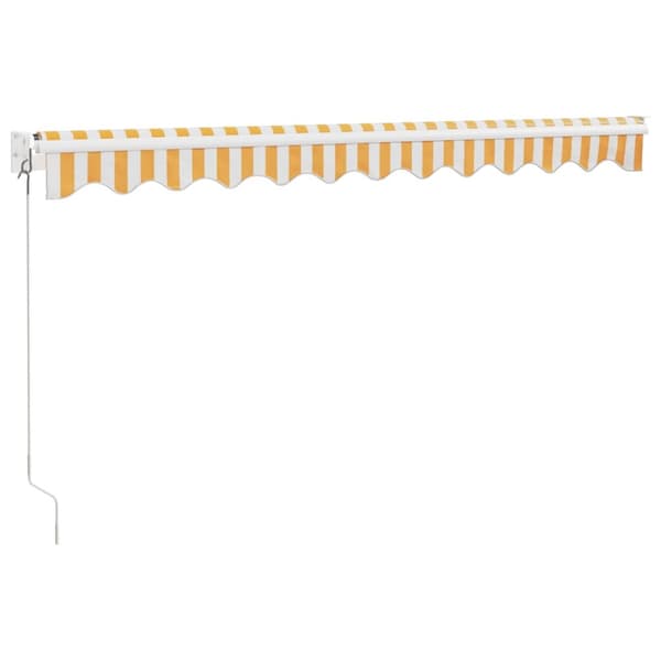 Markis infällbar gul och vit 3,5x2,5 m tyg&aluminium
