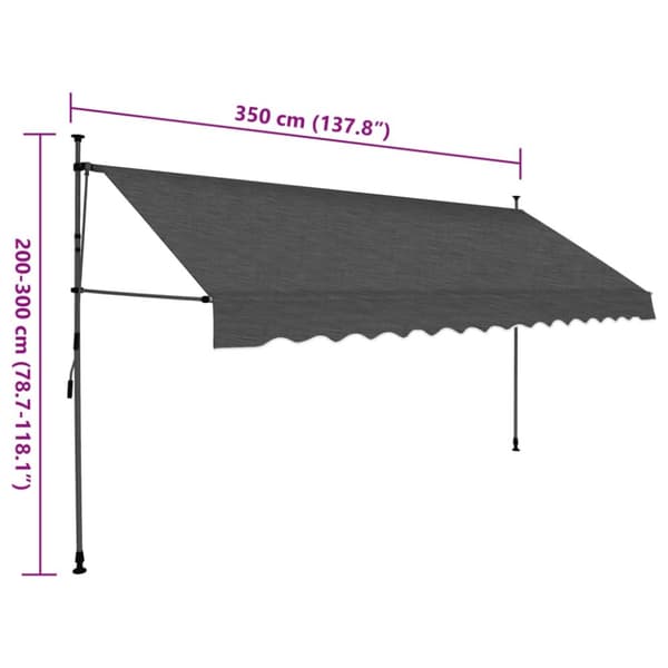 Markis manuellt infällbar med LED 350 cm antracit