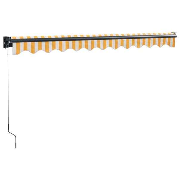 Markis infällbar gul och vit 3x2,5 m tyg&aluminium