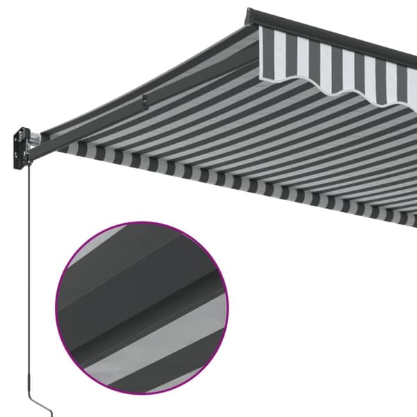 Markis infällbar antracit och vit 3,5x2,5 m tyg&aluminium