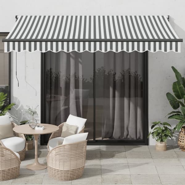 Markis infällbar antracit och vit 3,5x2,5 m tyg&aluminium