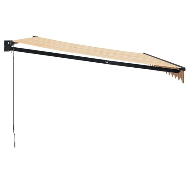 Markis infällbar gul och vit 4x3 m tyg&aluminium
