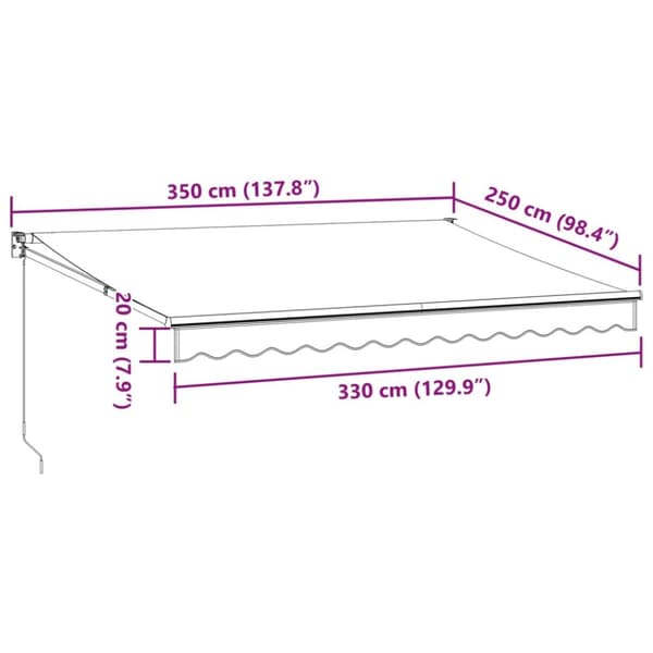 Markis manuellt infällbar vinröd 350x250 cm