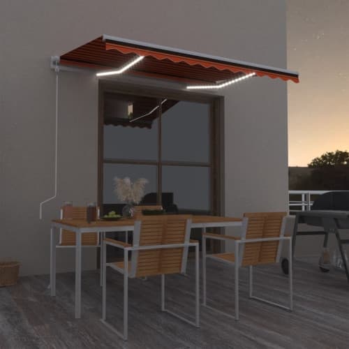 Automatisk markis med vindsensor & LED 300x250 cm orange/brun