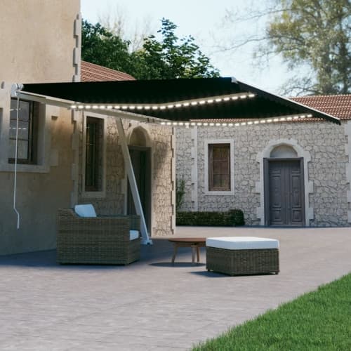 Automatisk markis med vindsensor & LED 600x300 cm antracit