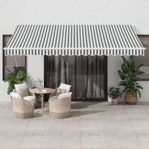 Markis manuellt infällbar antracit&vit 450x300 cm