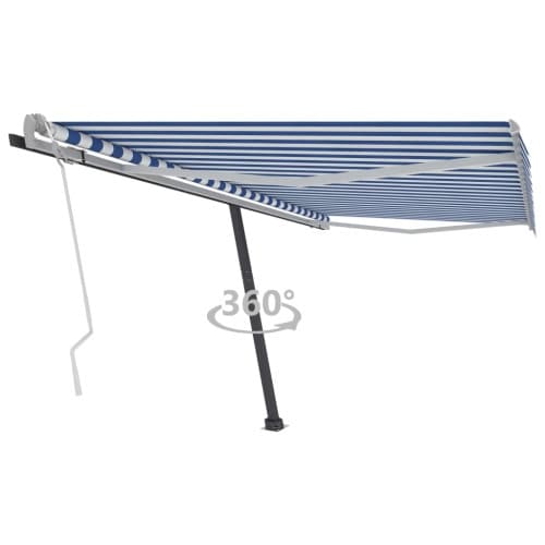 Markis manuellt infällbar fristående 400x350 cm blå och vit