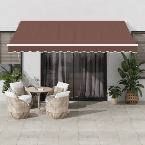 Markis automatiskt infällbar med LED brun 400x300 cm