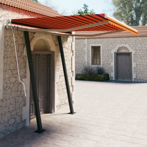 Markis med stolpar manuellt infällbar 3,5x2,5 m orange och brun