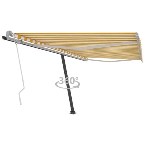 Fristående markis manuellt infällbar 450x350 cm gul/vit
