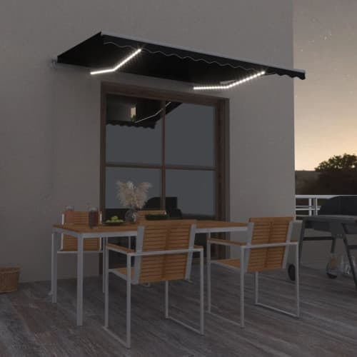 Markis manuellt infällbar med LED 350x250 cm antracit