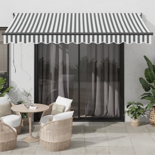 Markis infällbar antracit och vit 3,5x2,5 m tyg&aluminium