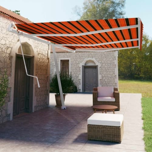 Fristående automatisk markis 600x350 cm orange/brun