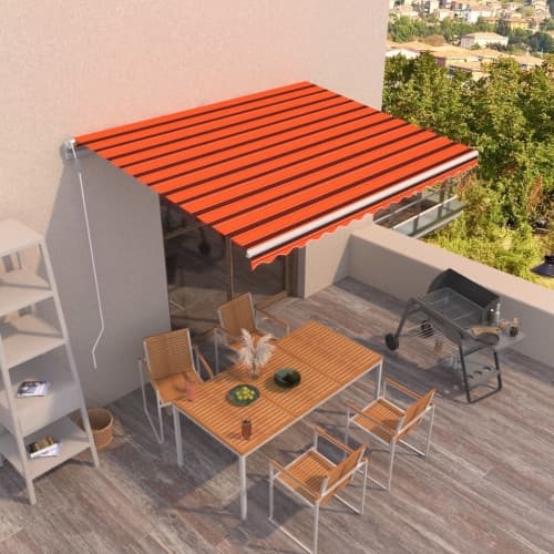 Markis automatisk 400x350 cm orange och brun