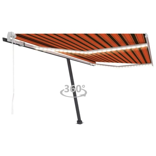 Automatisk markis med vindsensor & LED 450x350 cm orange/brun