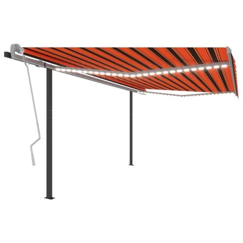 Automatisk markis med vindsensor & LED 4x3,5 m orange/brun