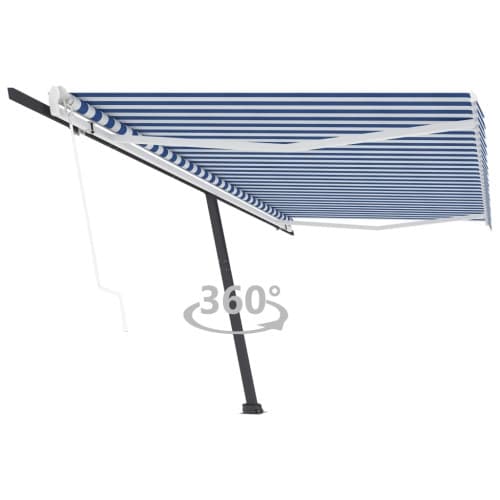 Fristående markis automatisk 500x350 cm blå/vit