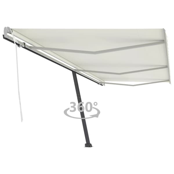Fristående markis manuellt infällbar 600x350 cm gräddvit