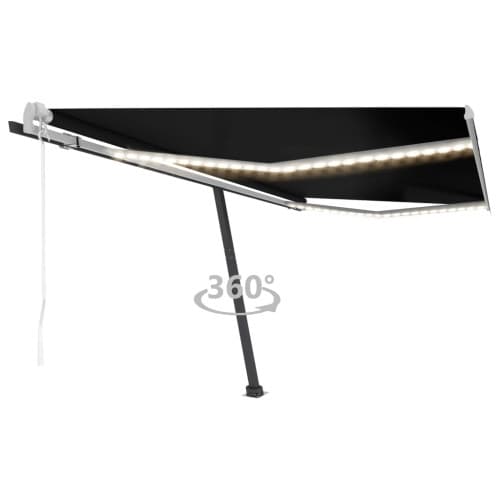 Automatisk markis med vindsensor & LED 450x350 cm antracit