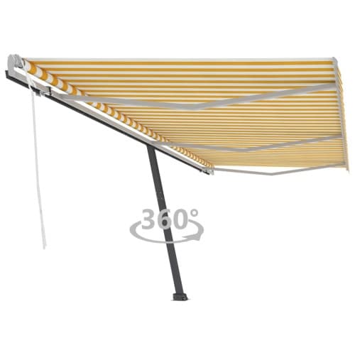 Fristående markis manuellt infällbar 600x300 cm gul/vit