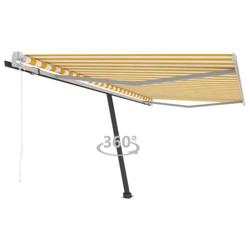 Fristående markis automatisk 400x350 cm gul/vit