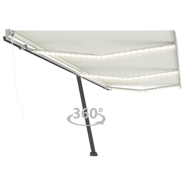 Automatisk markis med vindsensor & LED 600x300 cm gräddvit